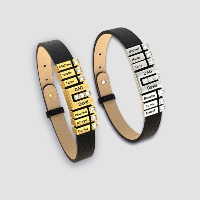 Cadeaux de fête des pères Bracelet personnalisé pour hommes avec nom d'enfant pour papa