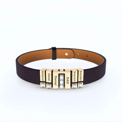 Cadeaux de fête des pères Bracelet personnalisé pour hommes avec nom d'enfant pour papa