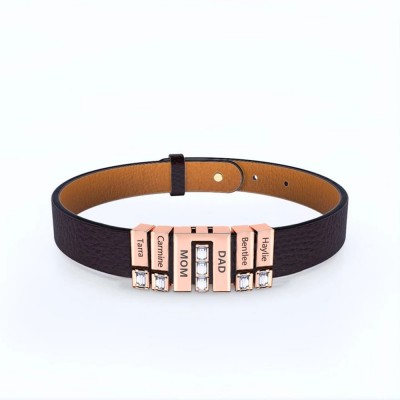 Cadeaux de fête des pères Bracelet personnalisé pour hommes avec nom d'enfant pour papa