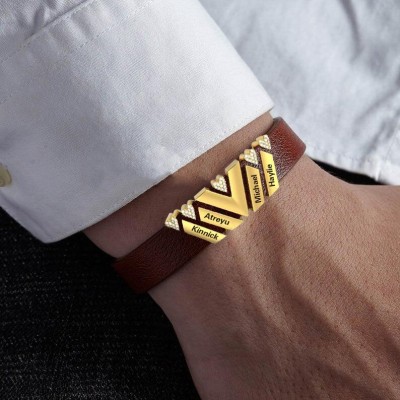 Cadeaux de fête des pères Bracelet personnalisé pour hommes avec nom d'enfant ou cadeau de couple