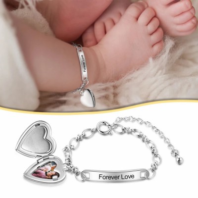 Bracelet / cheville personnalisé avec médaillon photo coeur
