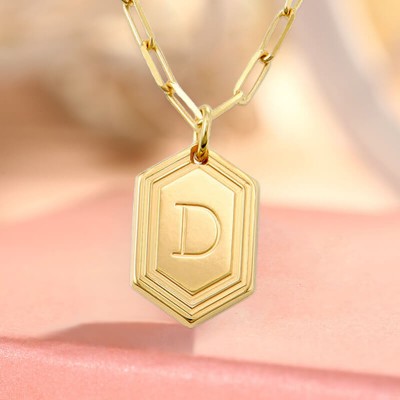 Placage en or 18 carats personnalisé gravé pendentif initial lien chaîne collier superposition de breloques cadeau pour elle