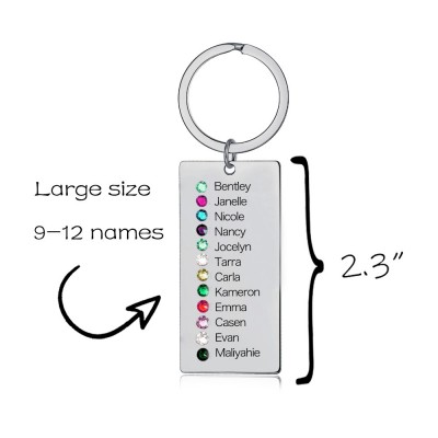 Noms de gravure personnalisés 9-13 avec cadeau de porte-clés de pierre de naissance pour la fête des mères
