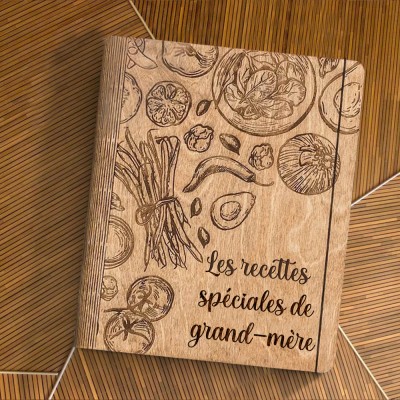 Livre de recettes en bois familial personnalisé pour maman grand-mère, idées cadeaux pour le jour de Noël