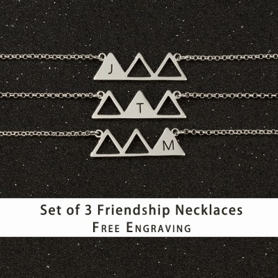 Personalized Three Best Friend Sister Friendship Necklaces For 3