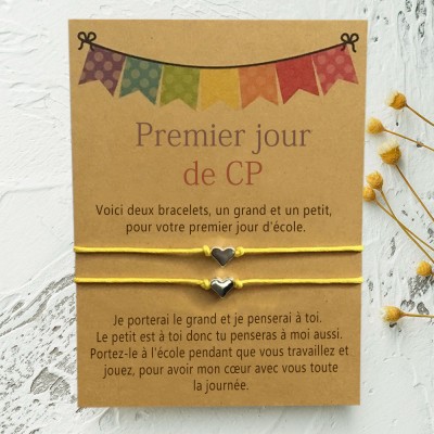 Rentrée des classes bracelet Premier jour au CP cadeau pour enfant lot de 2