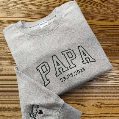 Sweat à capuche personnalisé brodé Papa avec les noms des enfants pour cadeau de fête des pères