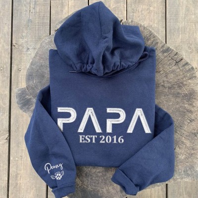 Sweat à capuche personnalisé brodé Papa avec les noms des enfants pour cadeau de fête des pères