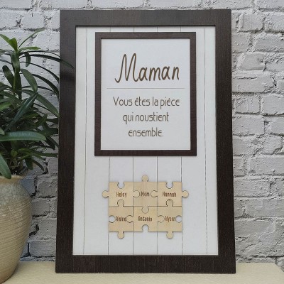 Maman personnalisée tu es la pièce qui nous tient ensemble 1-20 puzzles pièce nom signe décoration murale pour la fête des mères