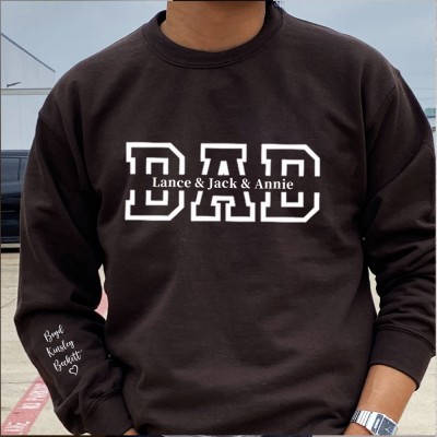 Sweat à capuche papa personnalisé avec noms d'enfants pour cadeau de fête des pères