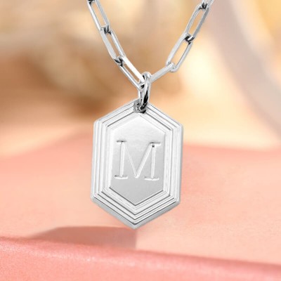 Argent personnalisé gravé pendentif initiale lien chaîne collier superposition de breloques cadeau pour elle