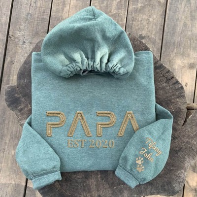 Sweat à capuche personnalisé brodé Papa avec les noms des enfants pour cadeau de fête des pères