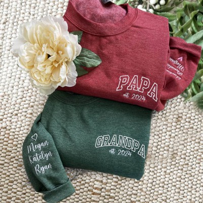 Sweat à capuche personnalisé brodé Papa avec les noms des enfants pour cadeau de fête des pères