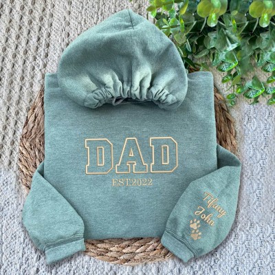 Sweat à capuche personnalisé brodé pour papa avec les noms des enfants pour cadeau de fête des pères