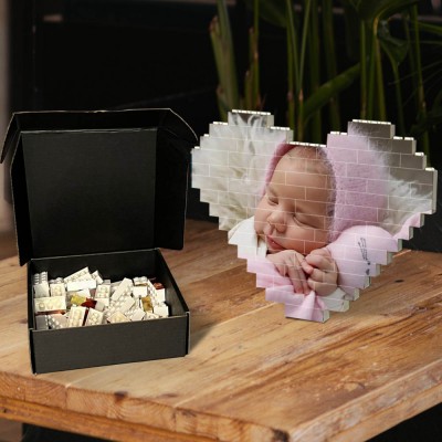 Rosefeels - Bloc photo personnalisé en forme de cœur, puzzle, brique de construction, souvenirs de famille, cadeaux pour enfant