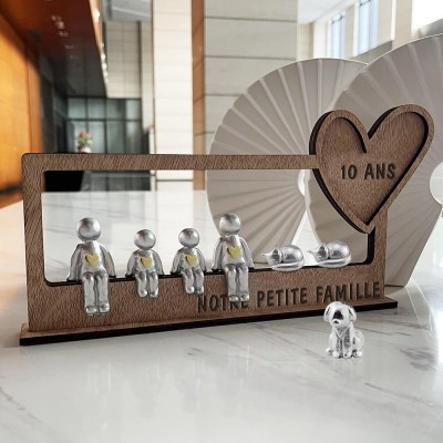 10 ANS NOTRE PETITE FAMILLE Figurines de sculpture personnalisées Idées cadeaux pour le 10e anniversaire