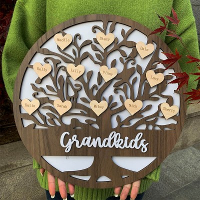 Nom d'arbre de coeur de famille personnalisé signe gravé cadeau de noël décor à la maison