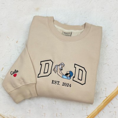 Sweat à capuche personnalisé avec photo brodée pour papa avec les noms des enfants pour cadeau de fête des pères