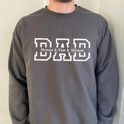 Sweat à capuche papa personnalisé avec noms d'enfants pour cadeau de fête des pères