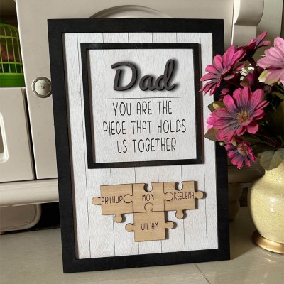 Personalized Dad Puzzle Sign With 1-20 Kids Name For Father's Day