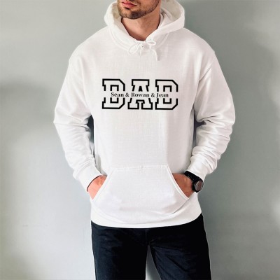 Sweat à capuche papa personnalisé avec noms d'enfants pour cadeau de fête des pères