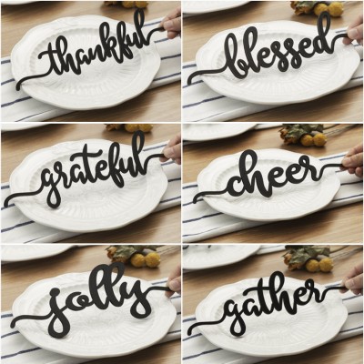 Ensemble de 6 cartes de place de Thanksgiving pour le signe de mots de décoration de table à manger