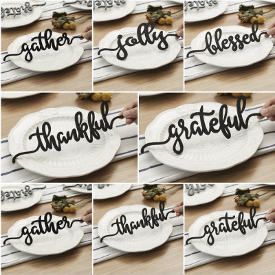 Ensemble de 8 cartes de place de Thanksgiving pour le signe de mots de décoration de table à manger