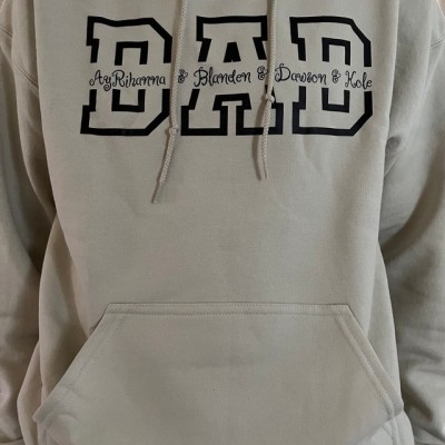 Sweat à capuche papa personnalisé avec noms d'enfants pour cadeau de fête des pères