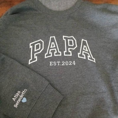 Sweat à capuche personnalisé brodé Papa avec les noms des enfants pour cadeau de fête des pères