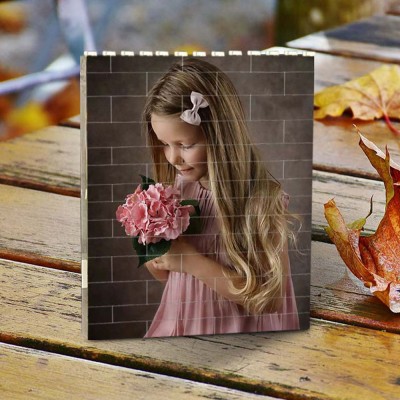 Rosefeels - Bloc photo personnalisé puzzle brique de construction souvenir de famille cadeau pour enfants