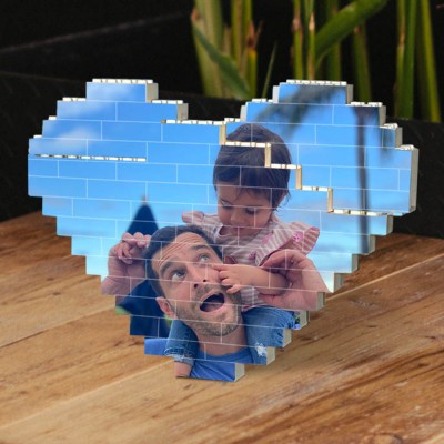 Rosefeels Cœur personnalisé bloc photo puzzle brique de construction souvenir famille cadeaux idées pour la fête des pères