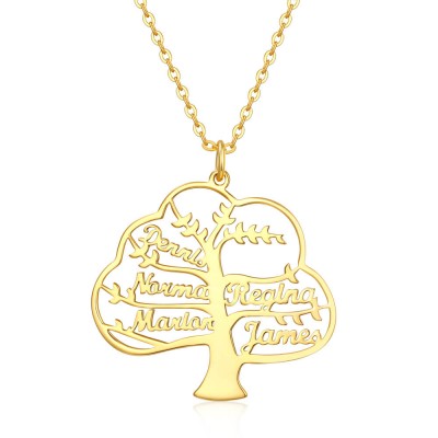 Personnalisé Gravé Générable Collier de nom d’arbre généalogique 1-8 Noms