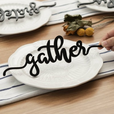 Cartes de place de Thanksgiving pour la décoration de la table à manger Rassemblez les mots signe