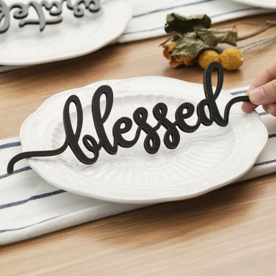 Cartes de place de Thanksgiving pour la décoration de la table à manger signe des mots bénis
