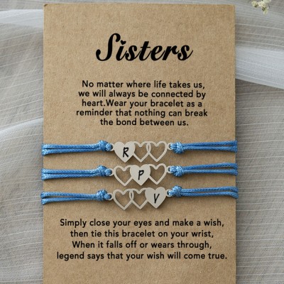 Bracelets d'Amitié Personnalisés Meilleur Ami Sœur Avec Initiale Pour 3