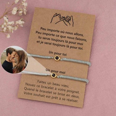 Bracelet de projection de photo personnalisé pour couple