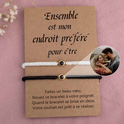 Bracelet de projection commémorative photo personnalisé pour couple