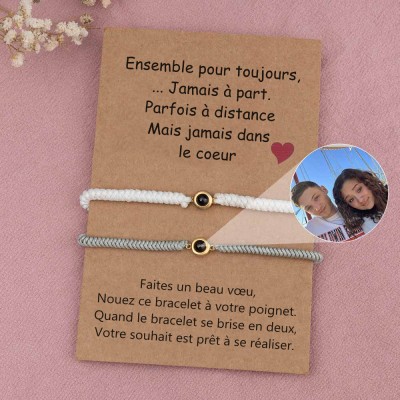 Bracelet personnalisé de projection de photo commémorative pour couple