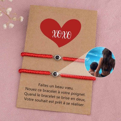 Bracelet de projection de photo personnalisé pour le cadeau de Saint Valentin de couple