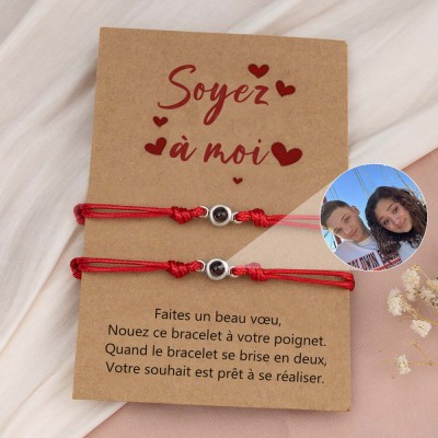 Bracelet de projection de photo personnalisé pour le cadeau de Saint Valentin de couple