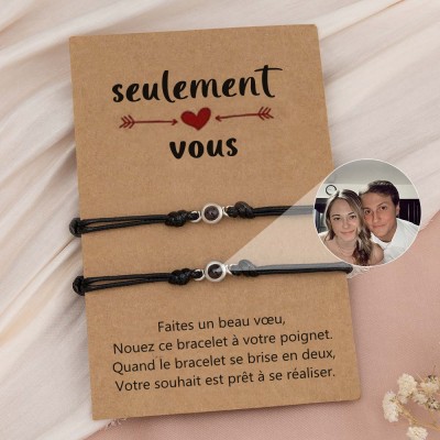 Bracelet de projection de photo personnalisé pour le cadeau de Saint Valentin de couple