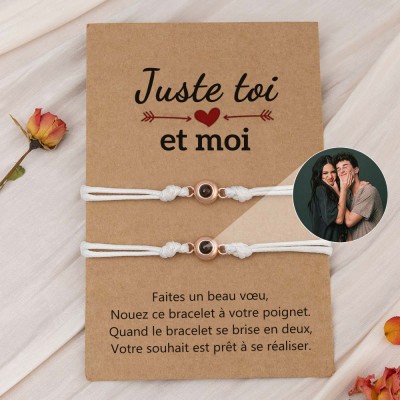 Bracelet personnalisé de projection de photo commémorative pour le cadeau de Saint Valentin de couple