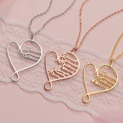 Personnalisé Personnalisé Étreinte L'amour Cœur Nom Collier 1-8 Noms