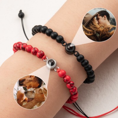 Bracelet perlé personnalisé avec projection de photos pour femme, âme sœur, Saint-Valentin