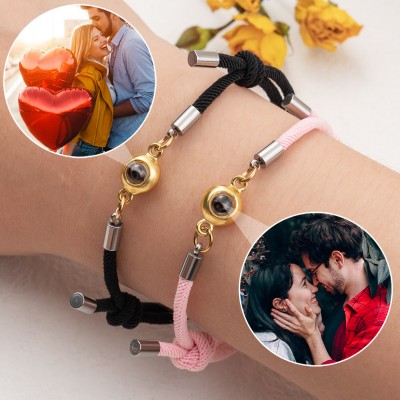 Bracelet à breloques personnalisé avec projection de photos, ensemble de 2, pour femme, âme sœur, cadeau de saint-valentin