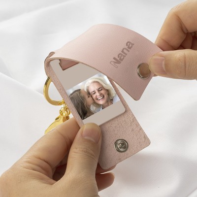 Porte-clés photo rose personnalisé pour grand-mère