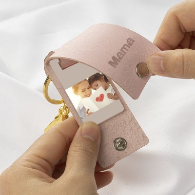 Porte-clés photo rose personnalisé pour la fête des mères