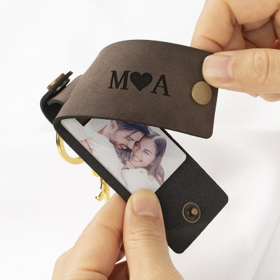 Porte-clés photo personnalisé pour les couples Saint Valentin