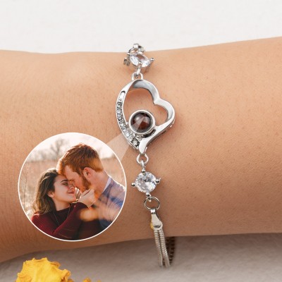Bracelet personnalisé en forme de cœur avec projection de photos, idées cadeaux pour l'âme sœur de la Saint-Valentin