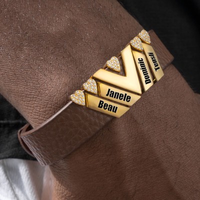 Bracelet homme personnalisé avec nom d'enfant pour cadeau de Noël papa